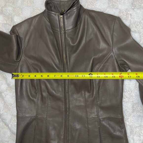 Women’s Cole Haan Wing Collar Leather Jacket • Size XSmall - Picture 8 of 15